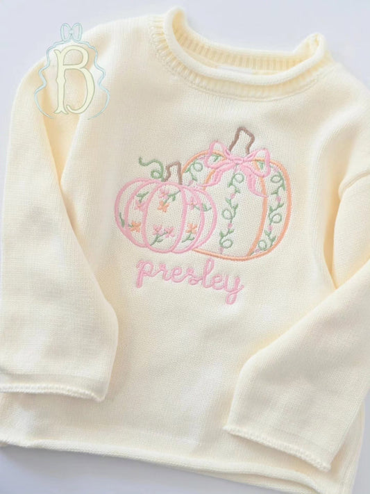 Pumpkins & Bows | Roll Neck Sweater