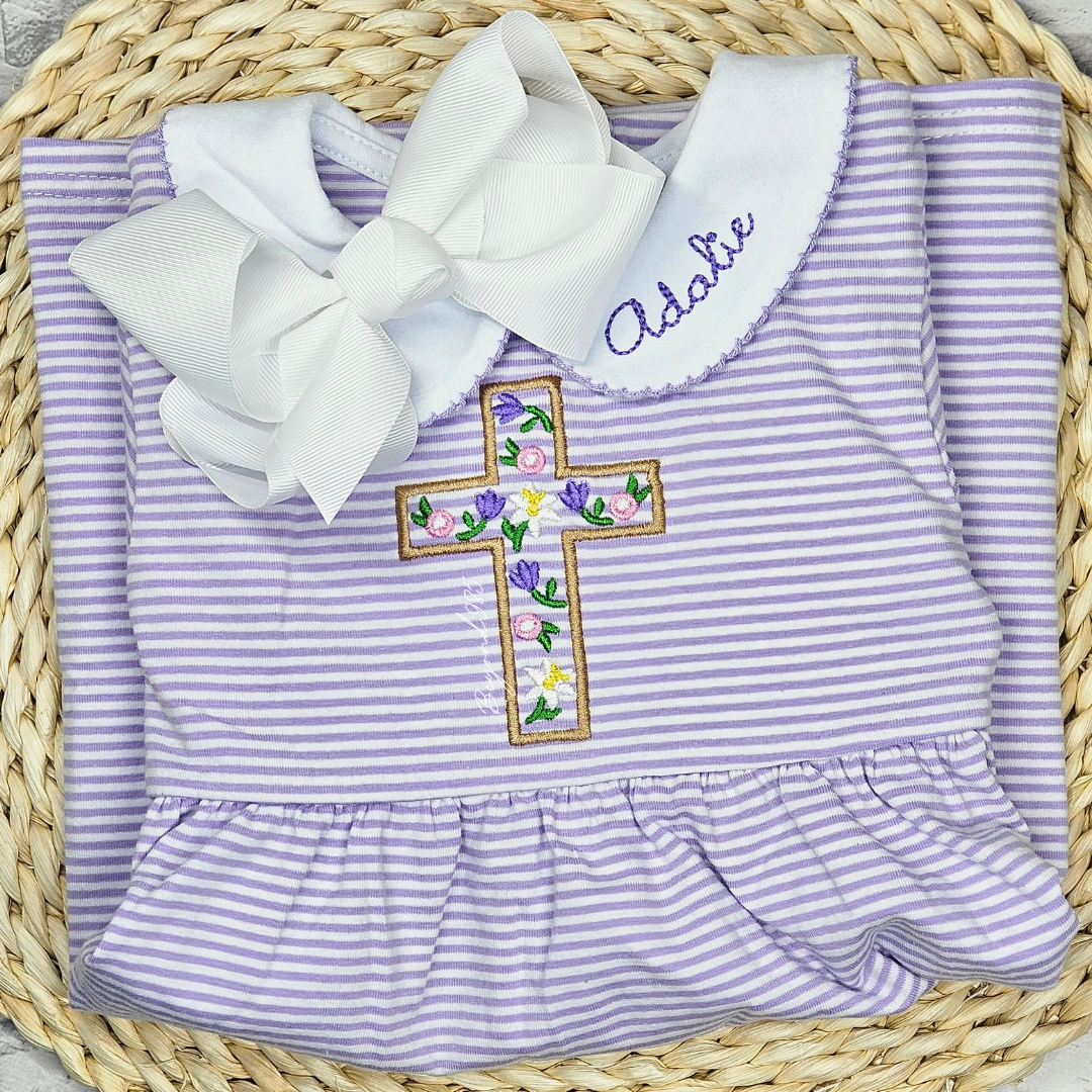 Floral Easter Cross Romper and Dress