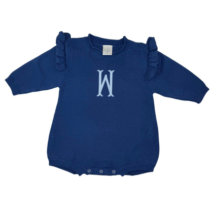 Embroidered Rollneck Knit Newborn Romper