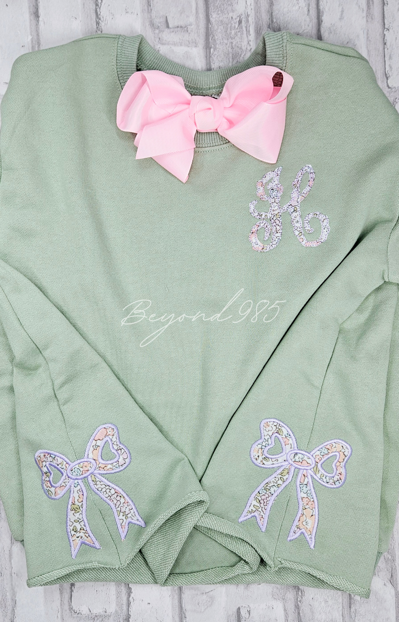 Monogrammed Side Bow Sweatshirts Bliss Font
