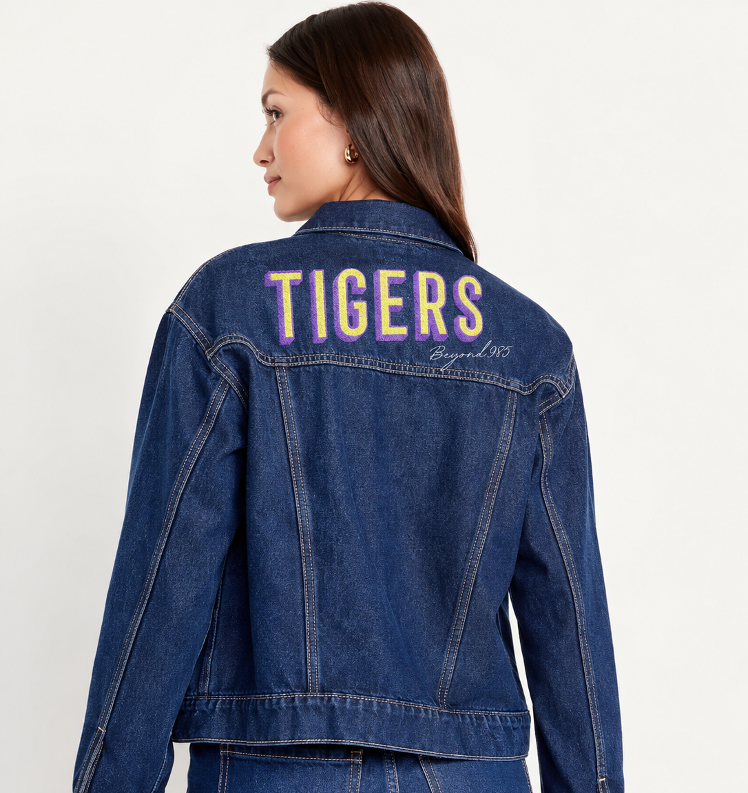 Embroidered Tigers Denim Jacket
