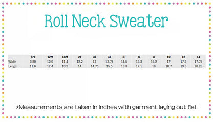 Cream Roll Neck Sweater with Blue Heirloom Bow
