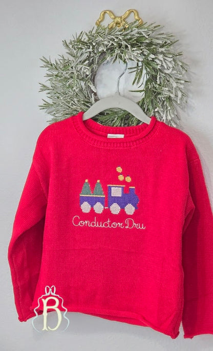 Cross Stitch Christmas Train Rollneck Sweater