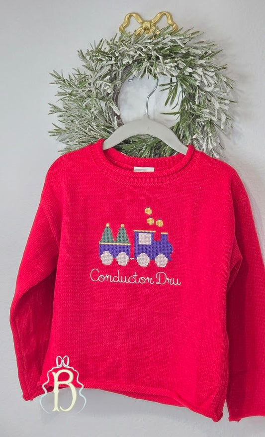 Cross Stitch Christmas Train Rollneck Sweater