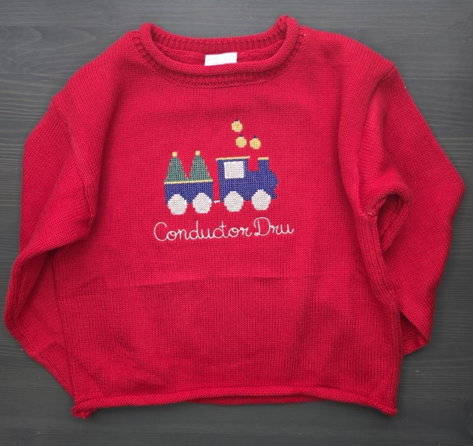 Cross Stitch Christmas Train Rollneck Sweater