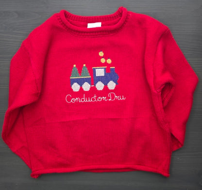 Cross Stitch Christmas Train Rollneck Sweater
