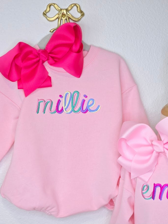 Pastel Rainbow Name Sweatshirt Bubble