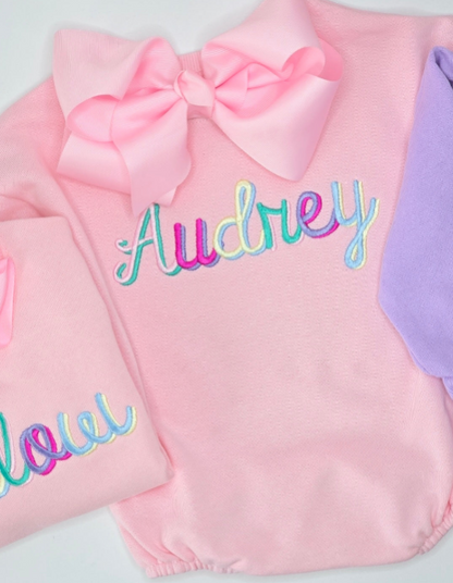 Pastel Rainbow Name Sweatshirt Bubble