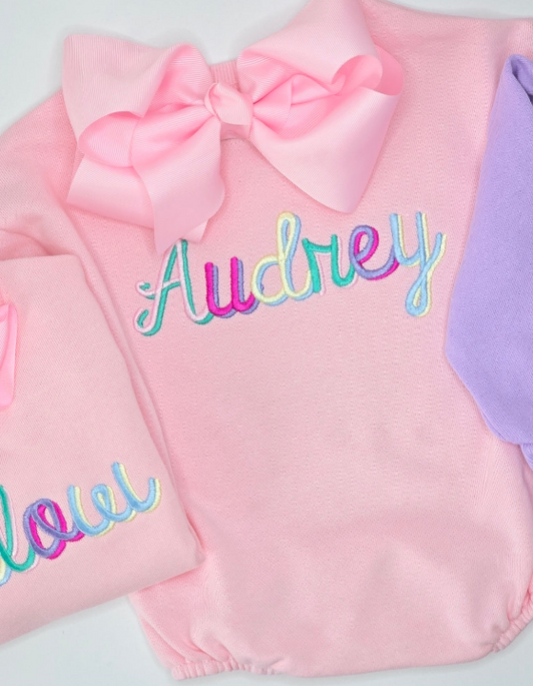 Pastel Rainbow Name Sweatshirt Bubble