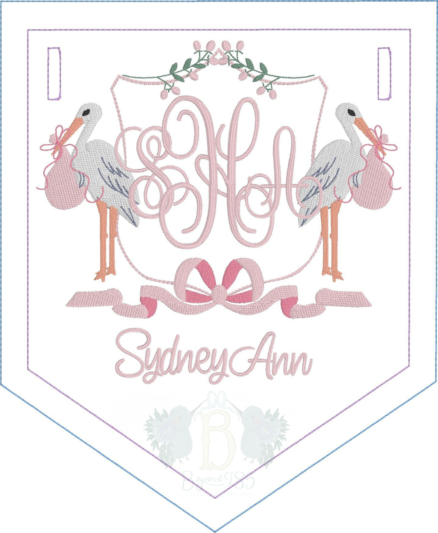 Newborn Pennant Door Hanger | Double Stork