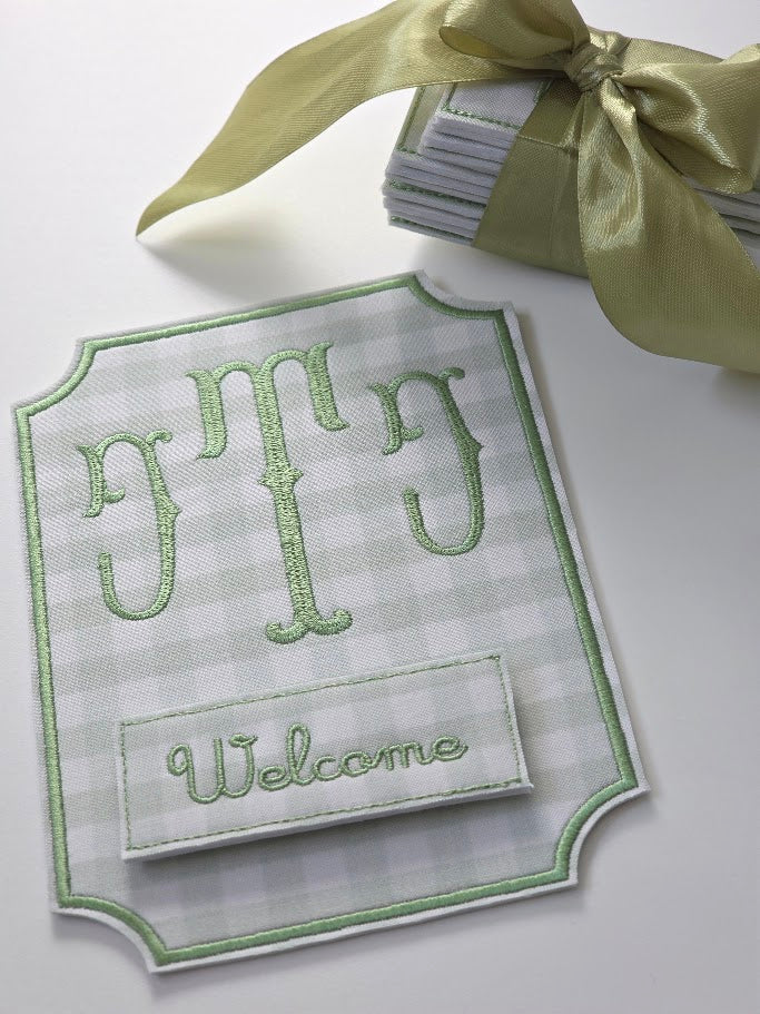 Embroidered baby milestone keepsake set personalized for baby's first year