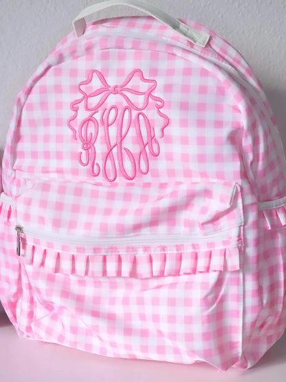 Pink Gingham Backpacks  with Ruffles