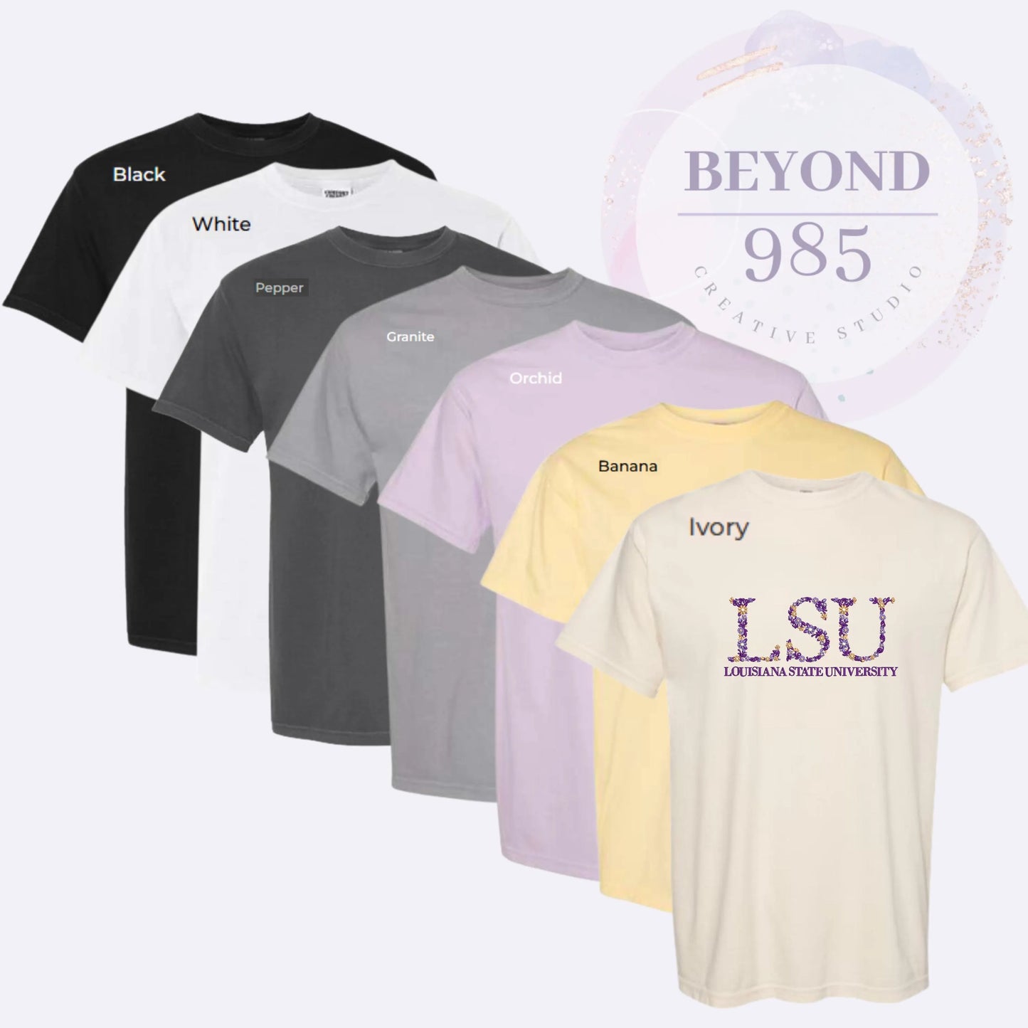 LSU Floral Embroidered T-Shirts: Long Sleeve