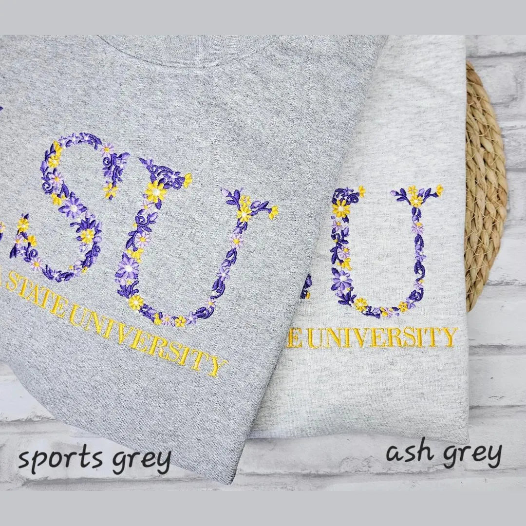 LSU Floral Embroidered Crewneck Sweatshirt