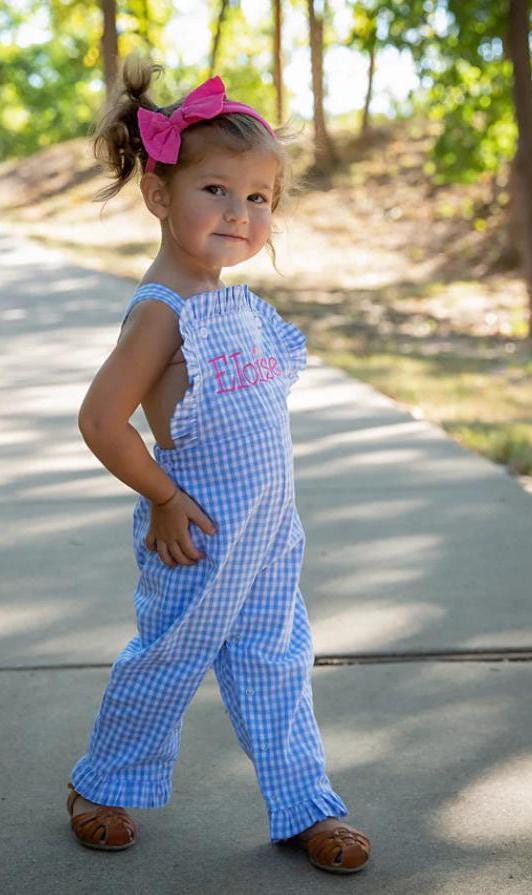 Girls Gingham Ruffle Longall