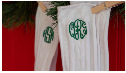 Cabled Knit Dress Socks / Monogramed Socks