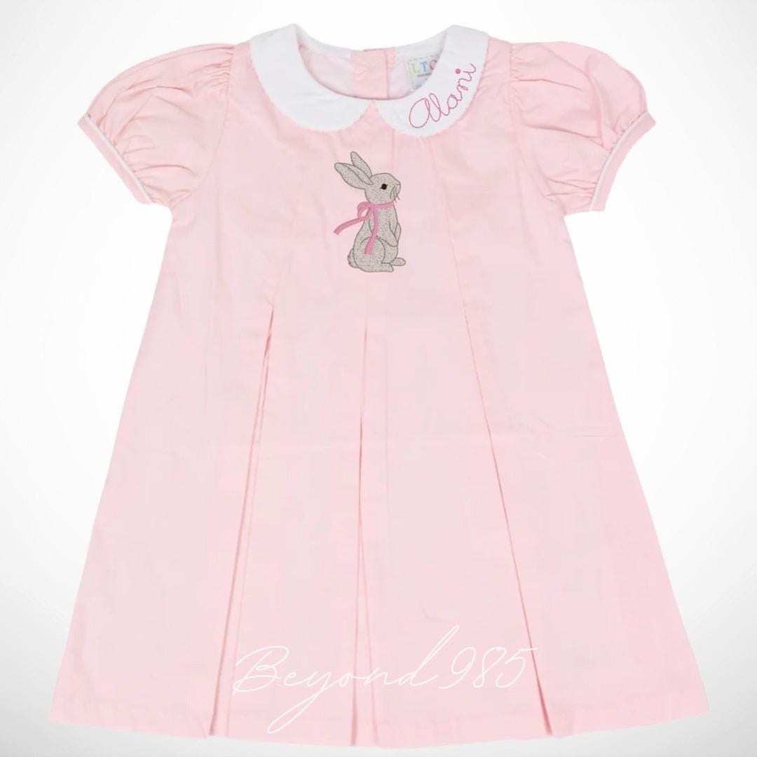 Easter Pleated Woven Dress - Sweet Bunny
