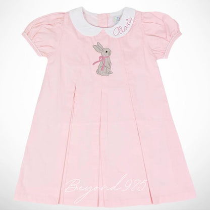 Easter Pleated Woven Dress - Sweet Bunny