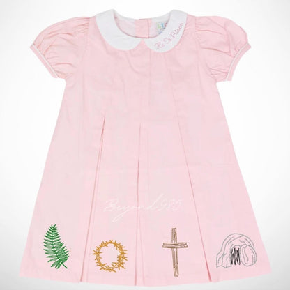 Easter Pleated Woven Dress - He His Risen