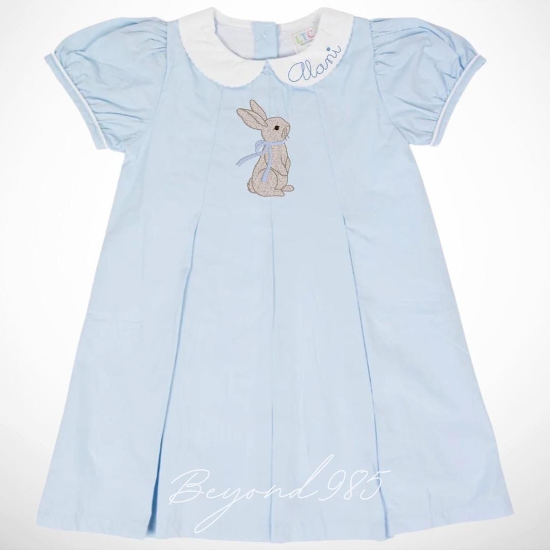 Easter Pleated Woven Dress - Sweet Bunny