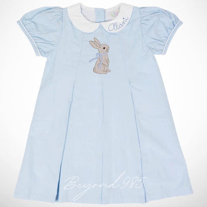 Easter Pleated Woven Dress - Sweet Bunny