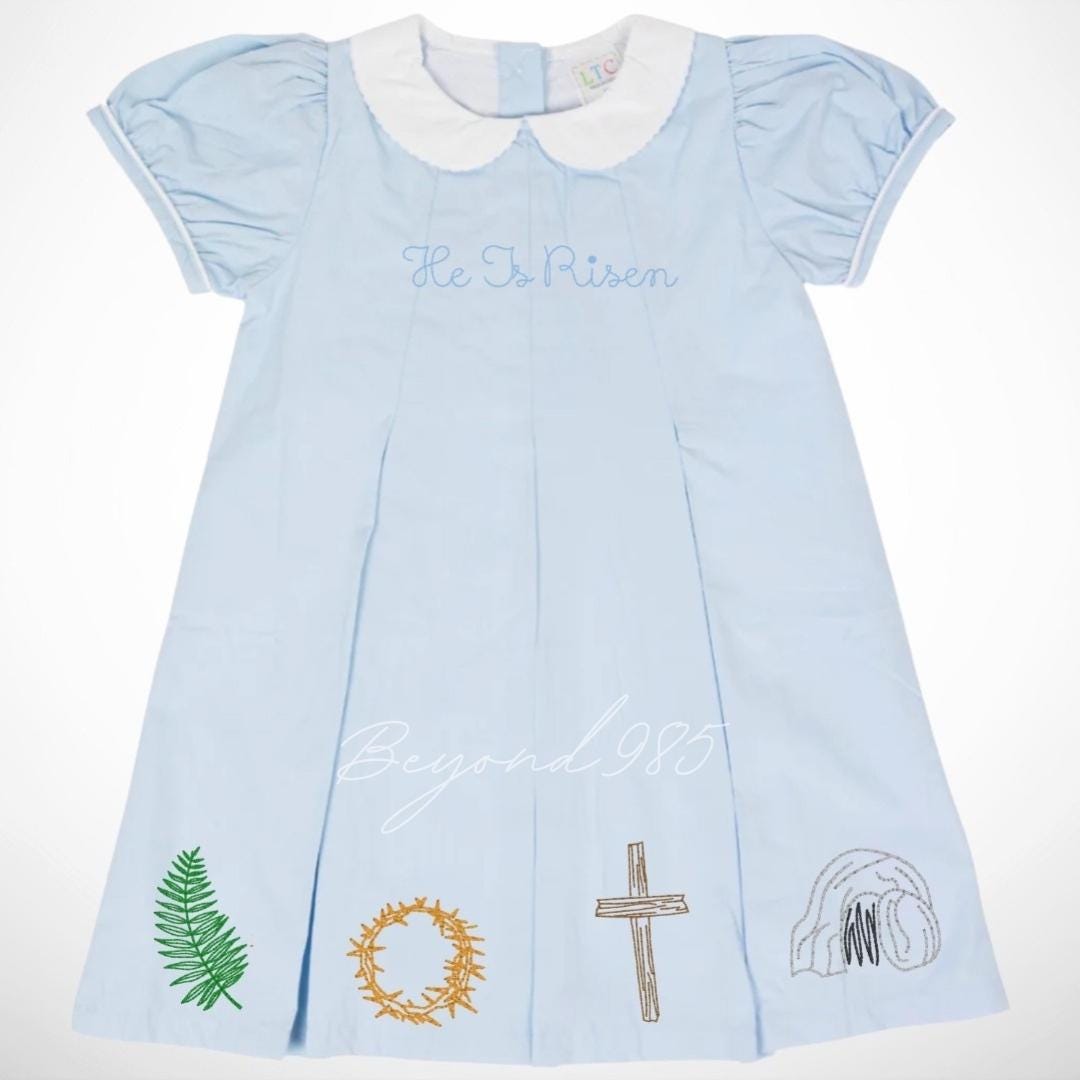 Easter Pleated Woven Dress - He His Risen