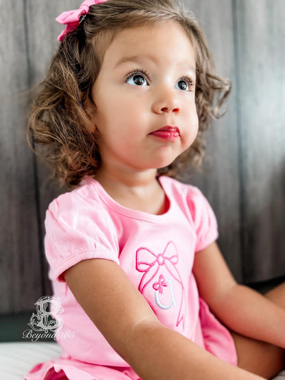 Girls Bow Monogrammed Ruffle Shirt