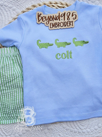 Alligator Seersucker Shorts Set
