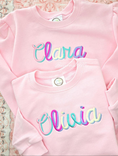 Pastel Rainbow Name Sweatshirt Bubble