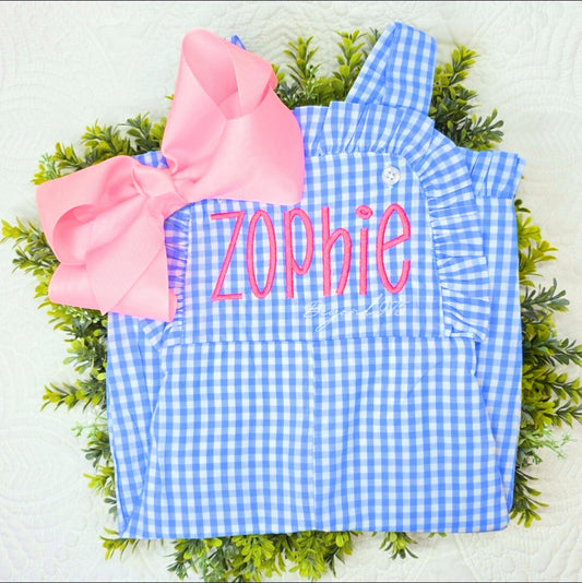 Girls Gingham Ruffle Longall