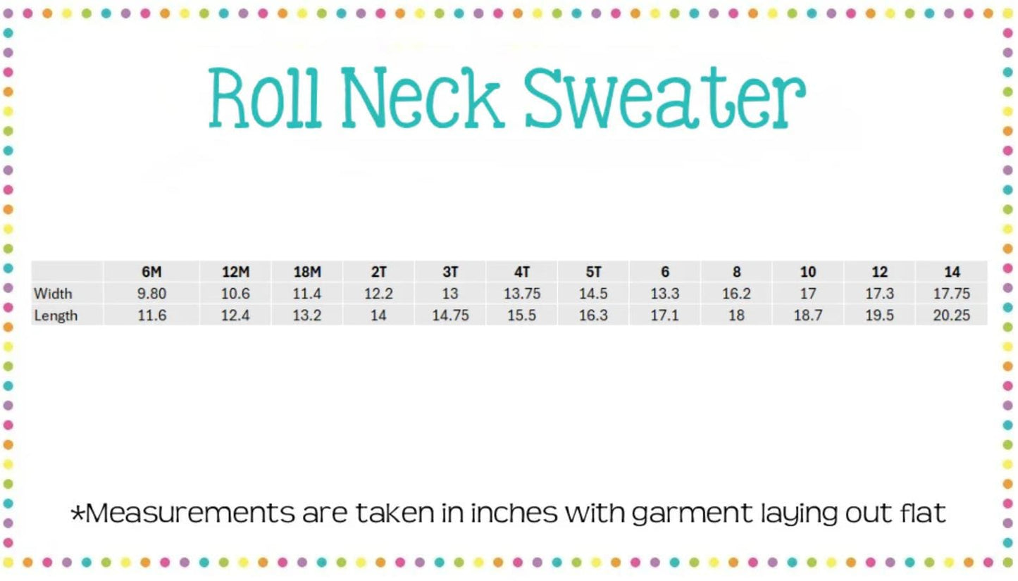 Roll Neck Sweater with Heirloom Cross Stitched Name