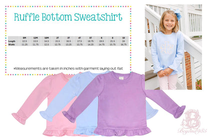Girls Ruffle Bottom Sweatshirt with Pockets