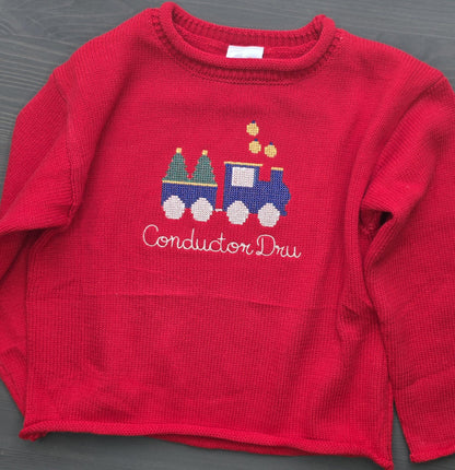 Cross Stitch Christmas Train Rollneck