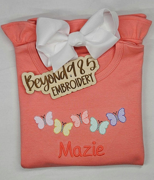 Girls Sweet Butterflies Ruffle Shirts