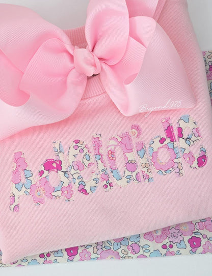 Girls Monogrammed Sweatshirt | Liberty Fabric Applique
