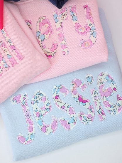 Girls Monogrammed Sweatshirt | Liberty Fabric Applique