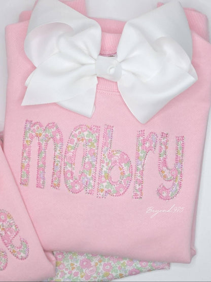 Girls Monogrammed Sweatshirt | Liberty Fabric Applique