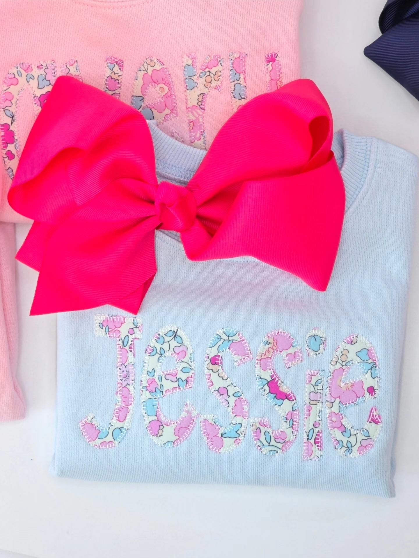 Girls Monogrammed Sweatshirt | Liberty Fabric Applique