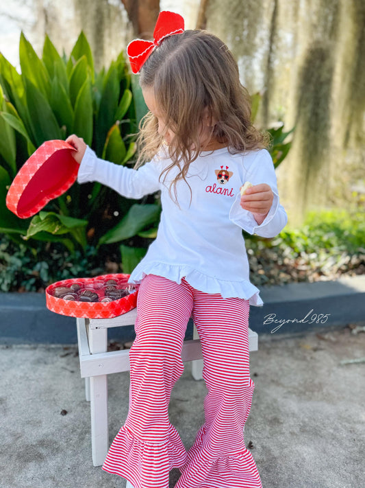 Girls Striped Ruffle Bottom Pants