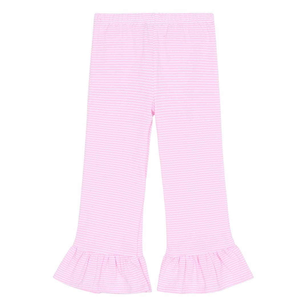 Girls Striped Ruffle Bottom Pants