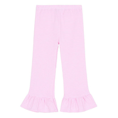 Girls Striped Ruffle Bottom Pants