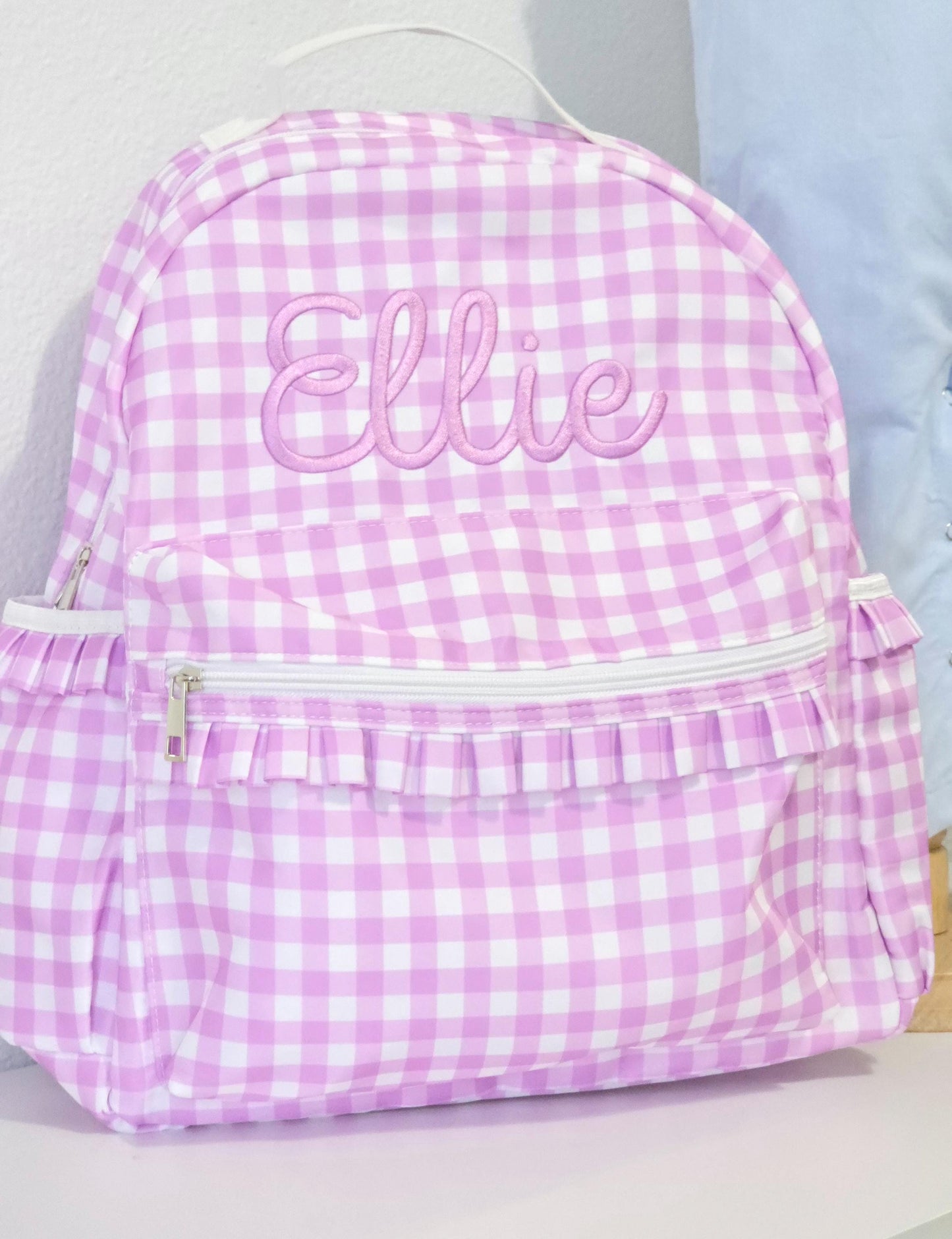 Purple Gingham Backpacks  with Ruffles