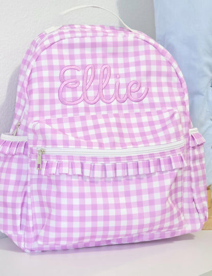 Purple Gingham Backpacks  with Ruffles
