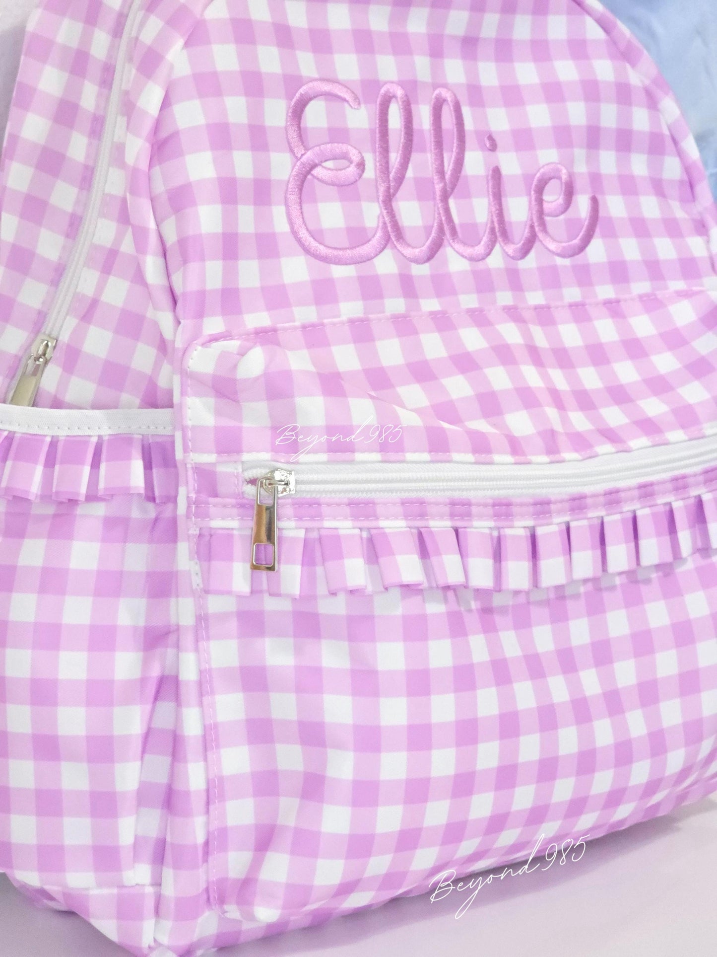 Purple Gingham Backpacks  with Ruffles