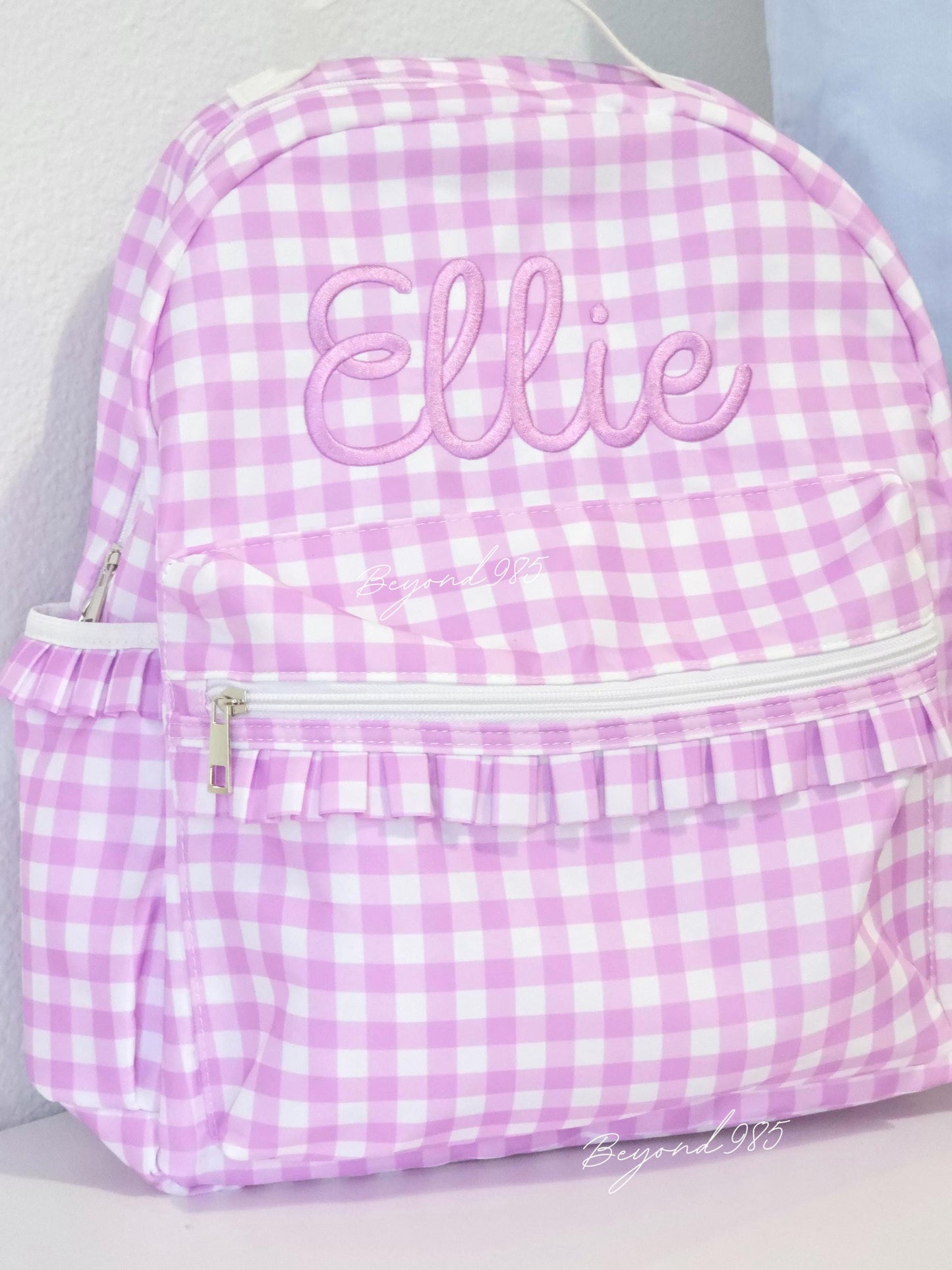 Purple Gingham Backpacks  with Ruffles