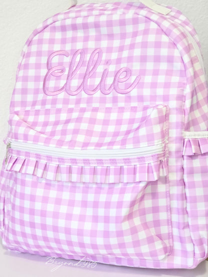 Purple Gingham Backpacks  with Ruffles