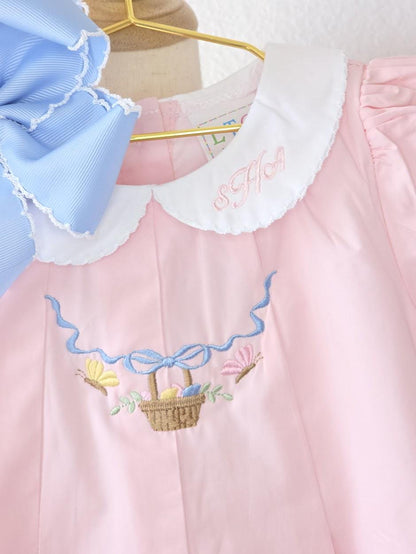 Easter Pleated Woven Dress - Easter Basket