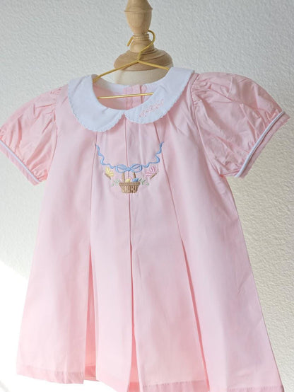 Easter Pleated Woven Dress - Easter Basket