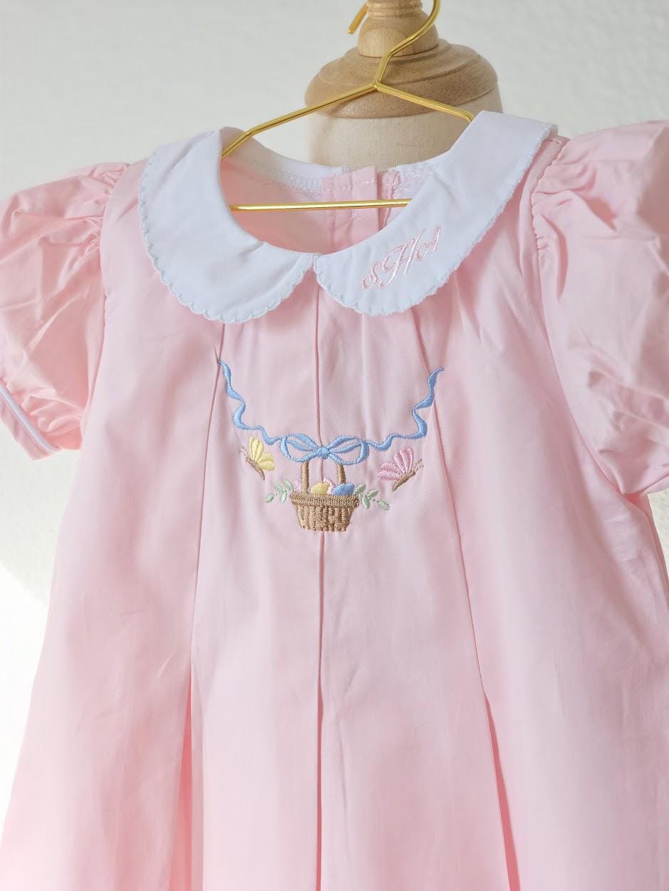 Easter Pleated Woven Dress - Easter Basket