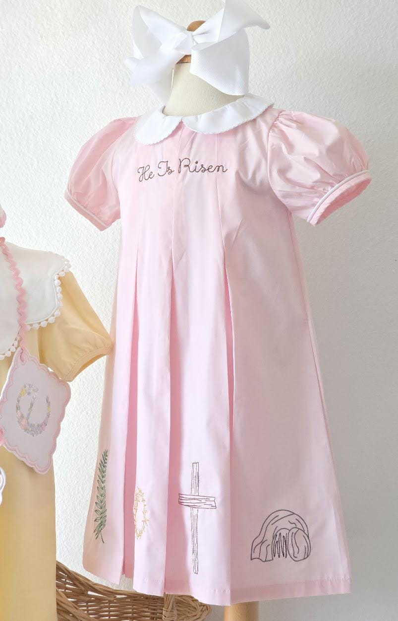 Easter Pleated Woven Dress - He His Risen